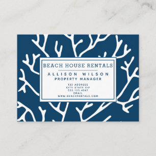 Carte De Visite Locations de maisons de plage - Coral Motif Turquo