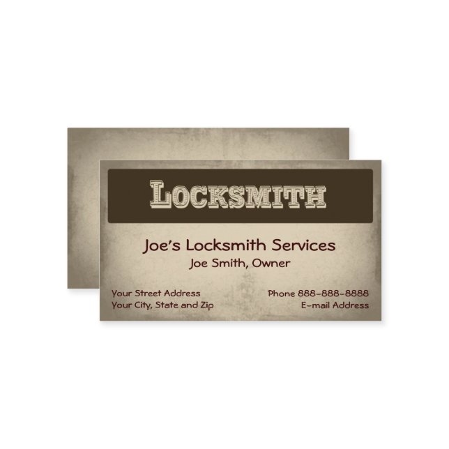 Carte de visite Locksmith (Devant/Arrière en situation)