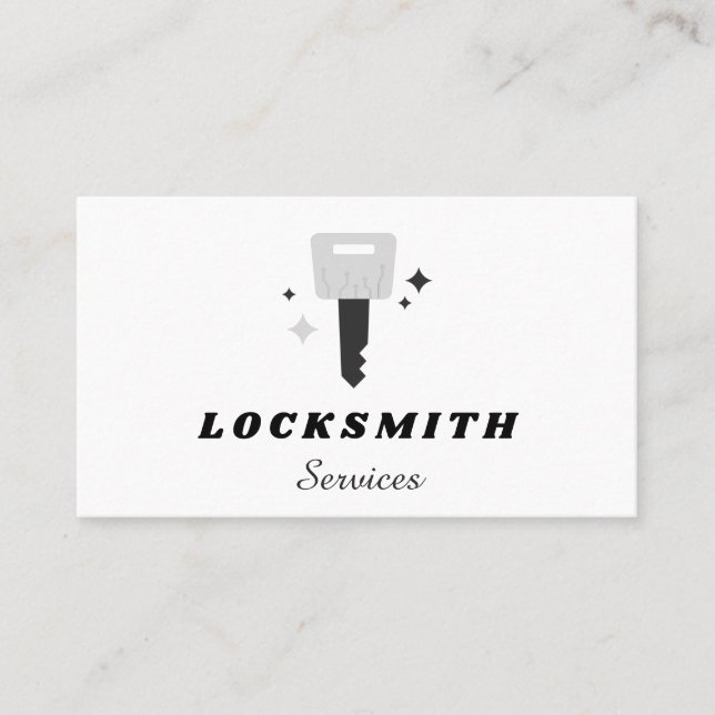 Carte De Visite Locksmith Services Clé Gris & Étincelle Classique (Devant)