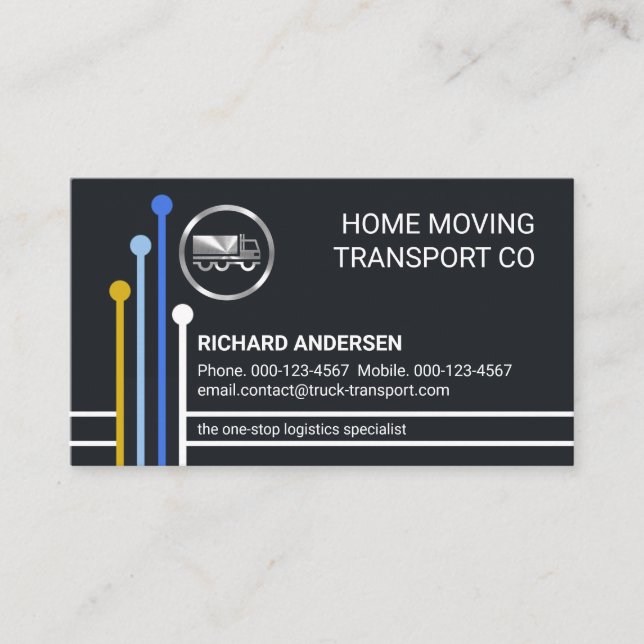 Carte De Visite Logistics Transport Route Lines Trucker (Devant)