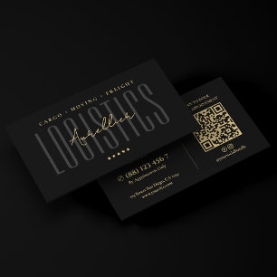 Carte De Visite Logistique de fret Camionnage de marchandises Noir