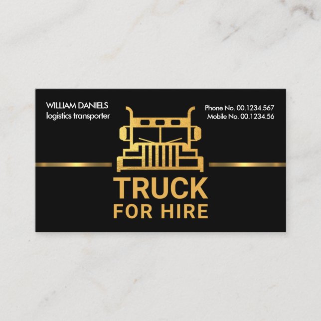 Carte De Visite Logistique frontalière de Dazzling Gold Truck  (Devant)