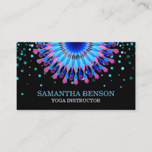 Carte De Visite Logo à fleurs noir et blanc élégant Yoga