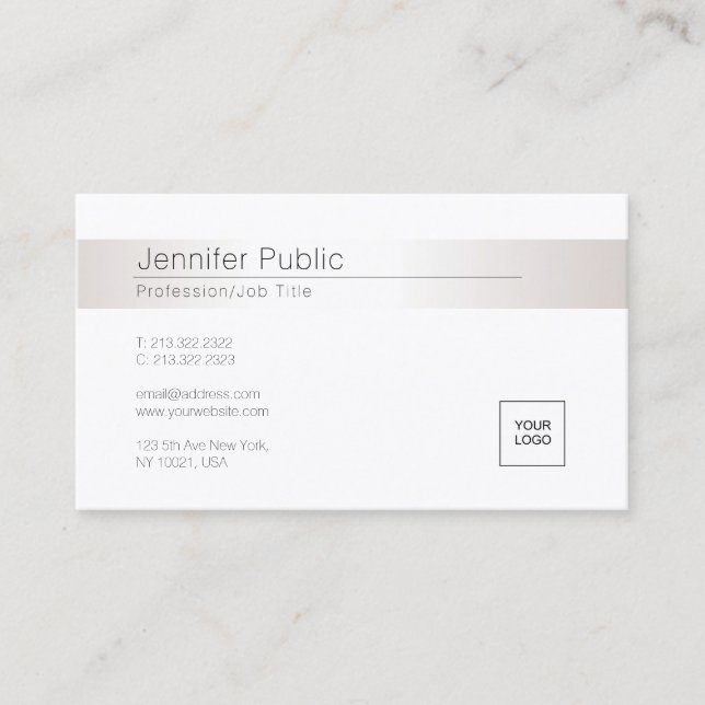 Carte De Visite Logo à la mode d'argent fascinant élégant moderne (Devant)