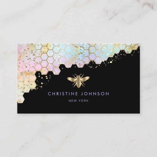 Carte De Visite logo abeille nid d'abeille (Devant)