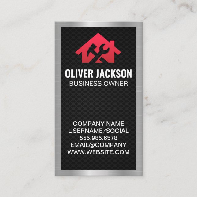 Carte De Visite Logo Accueil et Outils | Bordure Argent (Devant)