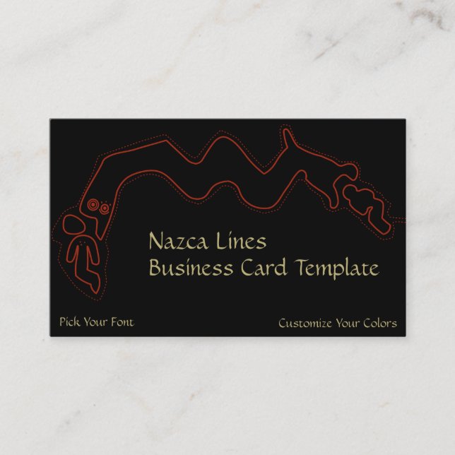 Carte De Visite Logo Alien Rouge Ancien Lignes Nazca (Devant)