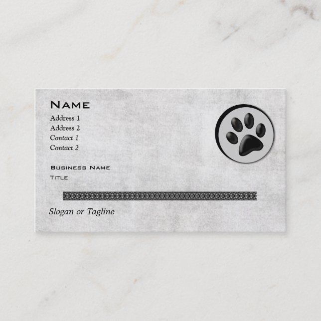 Carte De Visite Logo animal vétérinaire avec la patte noire et (Devant)