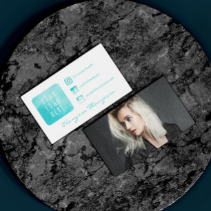 Carte De Visite Logo Aqua Watercolor et médias sociaux photo