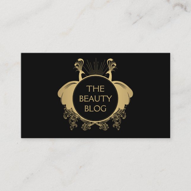 Carte De Visite Logo Art Nouveau Peacocks Blogger de beauté (Devant)