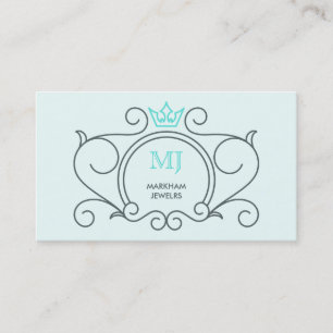 Carte De Visite Logo Artistique Couronne Diamond Gem Grey Aqua