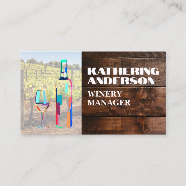 Carte De Visite Logo Artistique Du Vin | Bois (Devant)