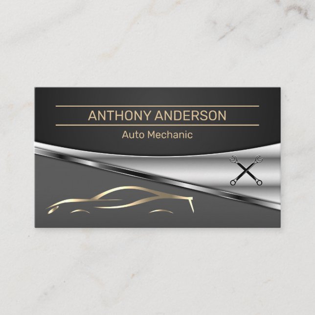 Carte De Visite Logo Auto Modern Gold | Services de voiture (Devant)