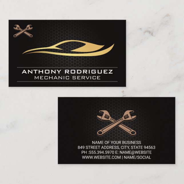 Carte De Visite Logo auto moderne | Fibre de carbone | Wrenches (Devant / Derrière)