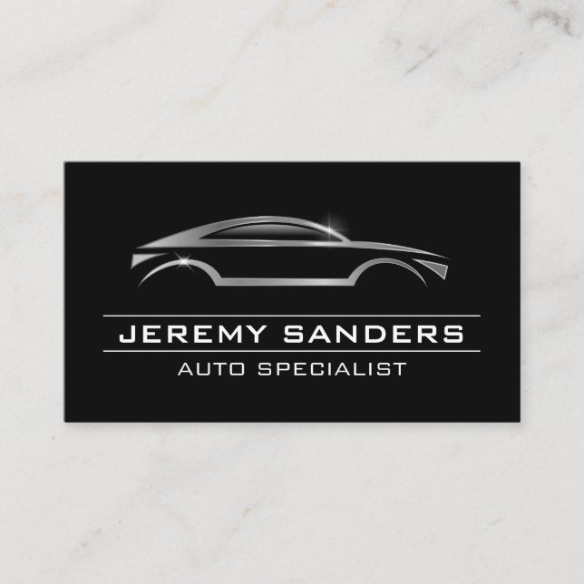 Carte De Visite Logo Auto Moderne | Lumière métallique (Devant)