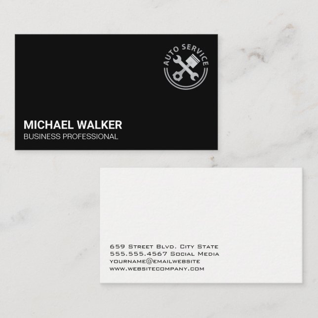 Carte De Visite Logo Auto Service Car Care (Devant / Derrière)