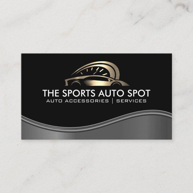 Carte De Visite Logo Auto Sports Gold | Vague métallique (Devant)