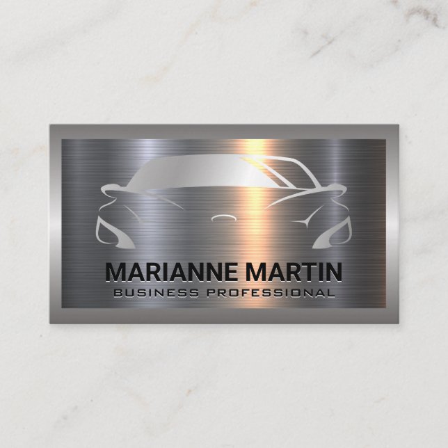 Carte De Visite Logo automatique | Argent métallique en aluminium  (Devant)