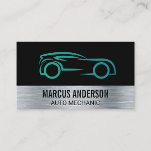 Carte De Visite Logo automatique   Arrière - plan brossé métalliqu