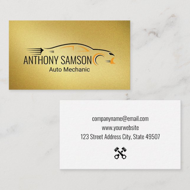 Carte De Visite Logo automatique | Arrière - plan d'or (Devant / Derrière)