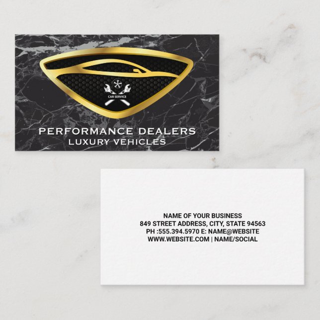 Carte De Visite Logo automatique | Or métallique | Marbre (Devant / Derrière)