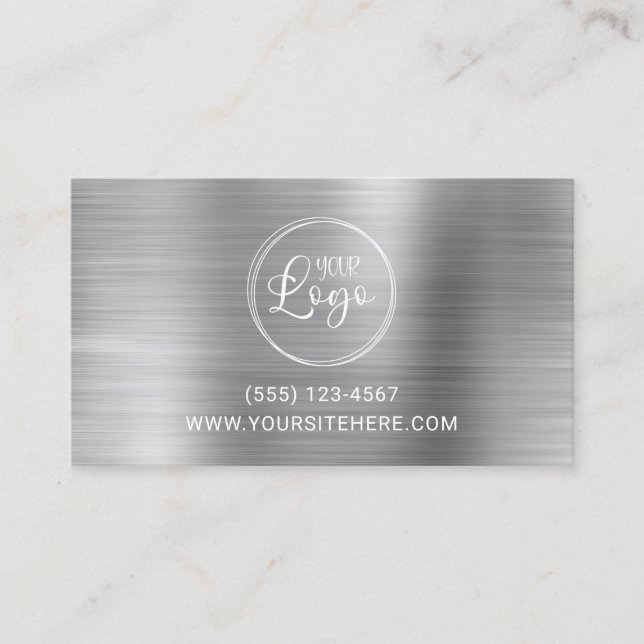 Carte De Visite Logo avec URL du site Web Silver Foil (Devant)