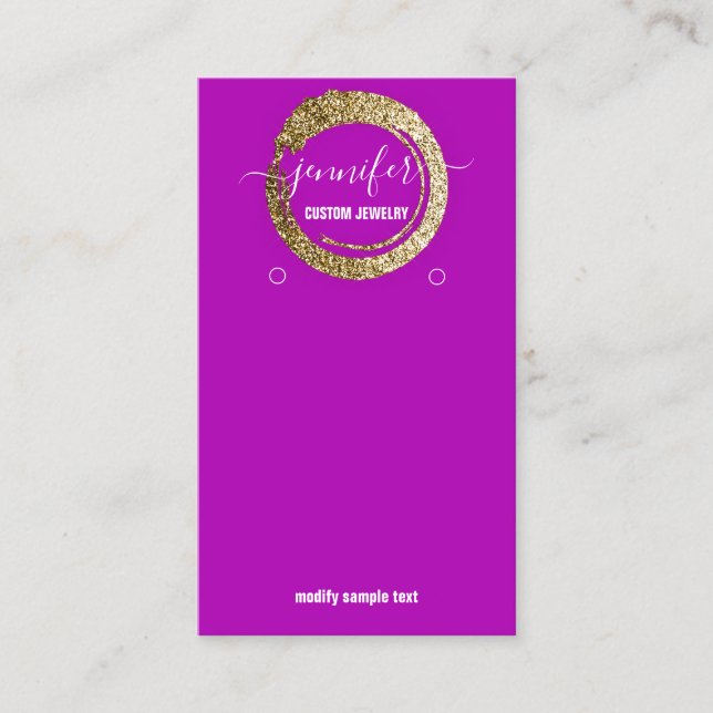 Carte De Visite Logo Bijoux personnalisés Médias sociaux Rose Fuch (Devant)