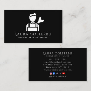 Carte De Visite Logo Black Auto Detailing, Réparation Auto Noir