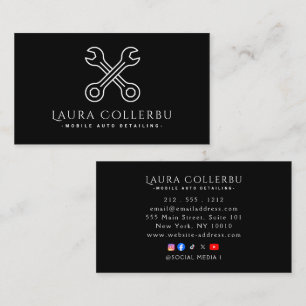 Carte De Visite Logo Black Auto Detailing, Réparation Auto Noir