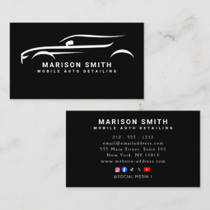 Carte De Visite Logo Black Auto Detailing, réparation automobile B