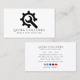 Carte De Visite Logo Black Auto Detailing, réparation automobile N