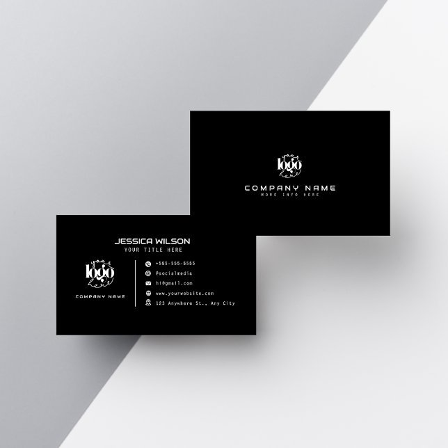 Carte De Visite Logo Black Modern Minimal Professionnel Personnali (Créateur téléchargé)