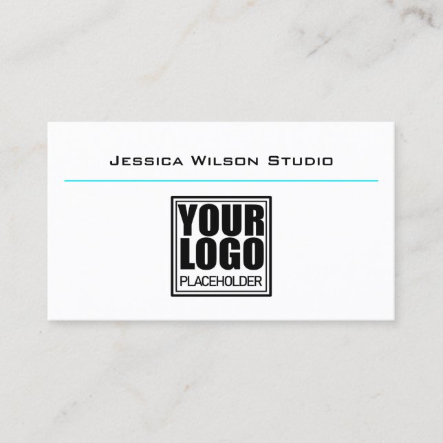 Carte De Visite Logo Blanc Classique Modèle Simple Modern Studio (Devant)