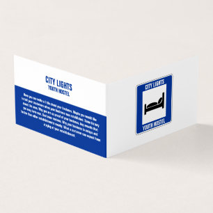 Carte De Visite Logo Bleu Bed, Hostel Hébergement Détaillé