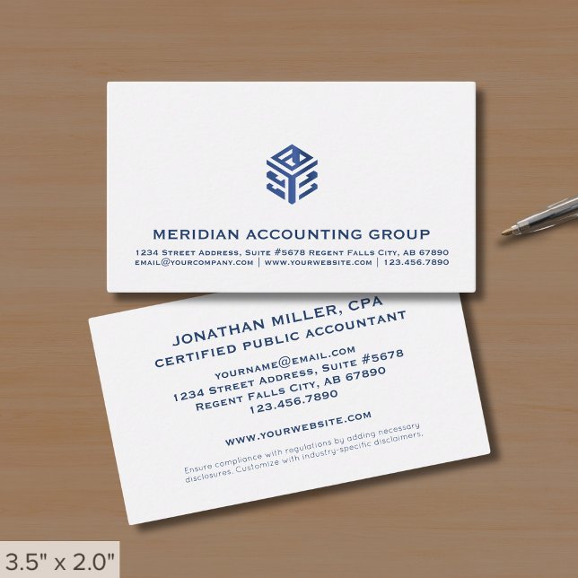 Carte De Visite Logo bleu blanc simple professionnel (Créateur téléchargé)
