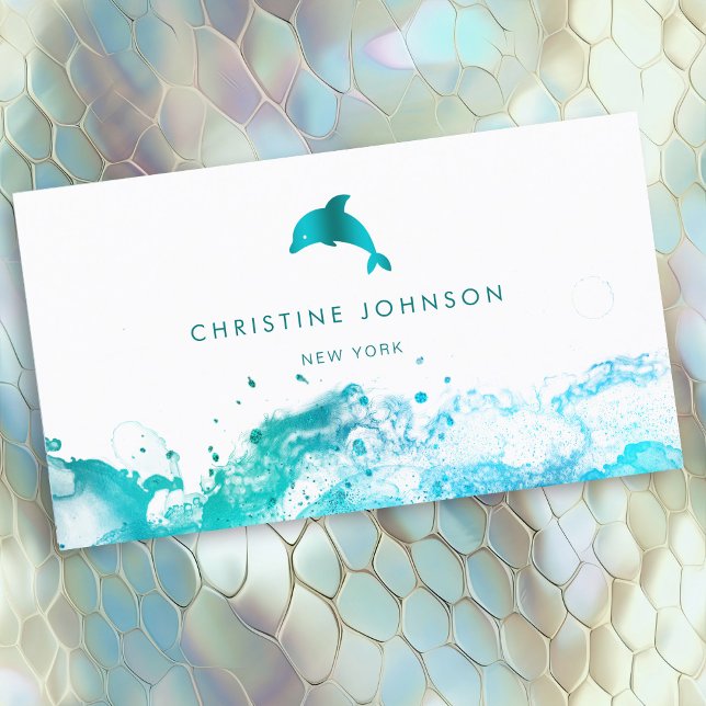 Carte De Visite logo bleu turquoise dauphin (Créateur téléchargé)