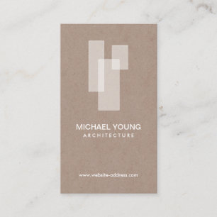 Carte De Visite Logo Blocs Architecturaux Modernes Blanc/Tan