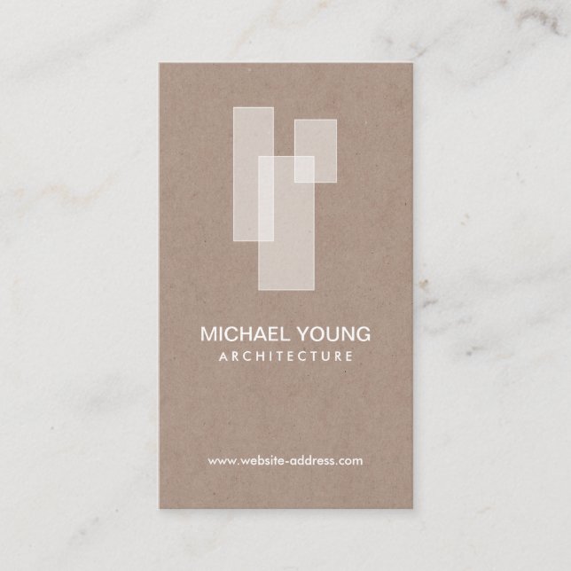 Carte De Visite Logo Blocs Architecturaux Modernes Blanc/Tan (Devant)