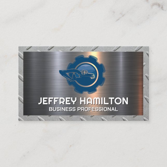 Carte De Visite Logo Blue Construction | Métallique (Devant)