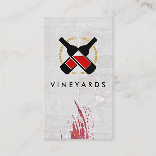 Carte De Visite Logo Bouteilles de vin | Arrière - plan en marbre (Devant)