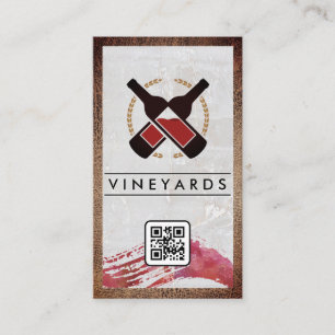 Carte De Visite Logo Bouteilles de vin   Marbre   Code QR