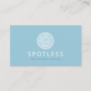 Carte De Visite Logo Broom Moderne Service de nettoyage Bleu