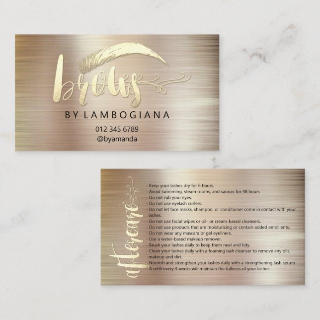 Carte De Visite Logo Brosses d'après-soins Microblading Rose Gold  (Devant / Derrière)
