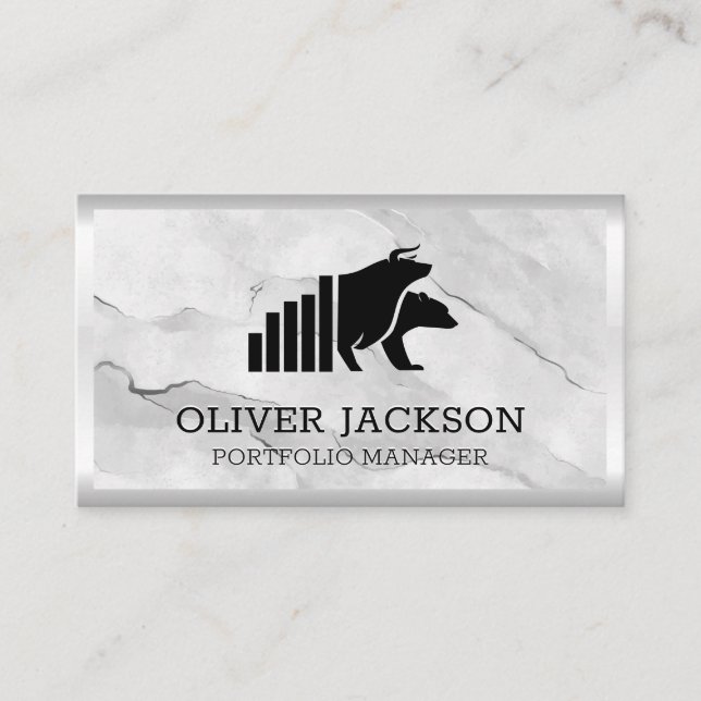 Carte De Visite Logo Bull et Ours | Graphique à barres stocks | Pi (Devant)