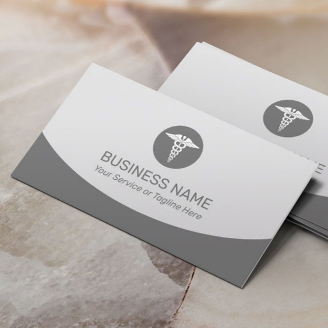Carte De Visite Logo Caduceus Médicale Professional Grey (Créateur téléchargé)