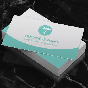 Carte De Visite Logo Caduceus Médicale Turquoise moderne