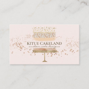 Carte De Visite Logo Cake Baker sur Blush Pink Arrière - plan
