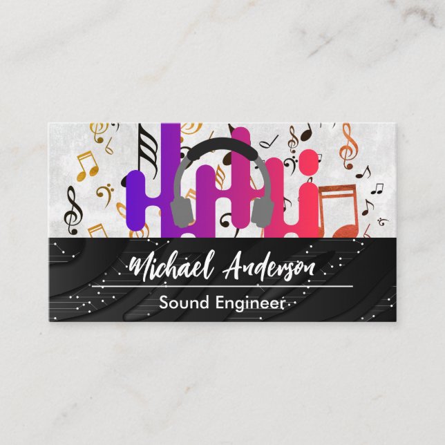 Carte De Visite Logo casque | Technologie | Musicien (Devant)