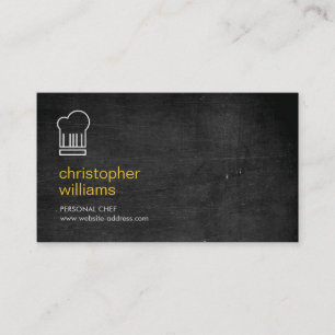 CARTE DE VISITE LOGO CASQUETTE EN CHEF MODERNE SUR BOIS NOIR