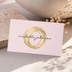 Carte De Visite Logo Cercle Peint Doré Faux Luxe Rose Designer